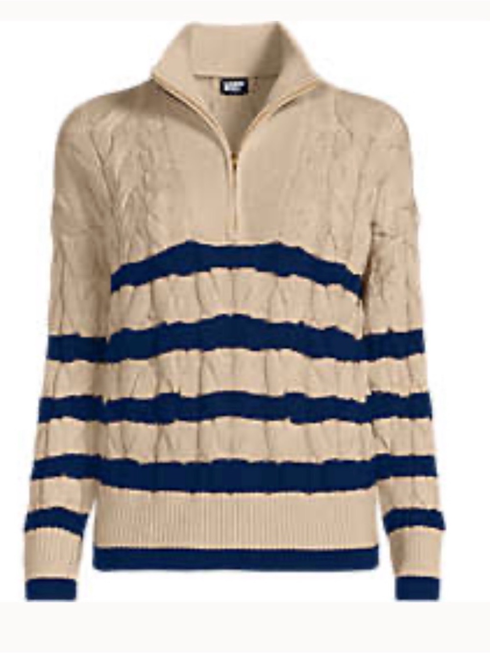 Never Worn! 2026 Women’s Land’s End Drifter Cable Knit Quarter Zip Sweater